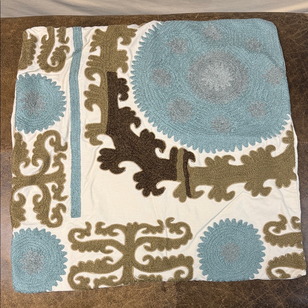 Set of 2 Pottery Barn Tapestry with Blue and Brown Motifs
